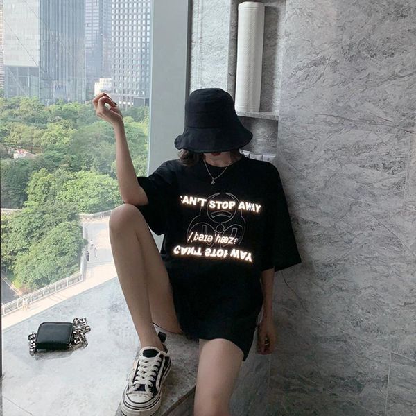 women t-shirt 2021 arrival summer female reflective letter loose korean style teenage girl black white c08 women's
women t-shirt 2021 arrival summer female reflective letter loose korean style teenage girl black white c08 women's