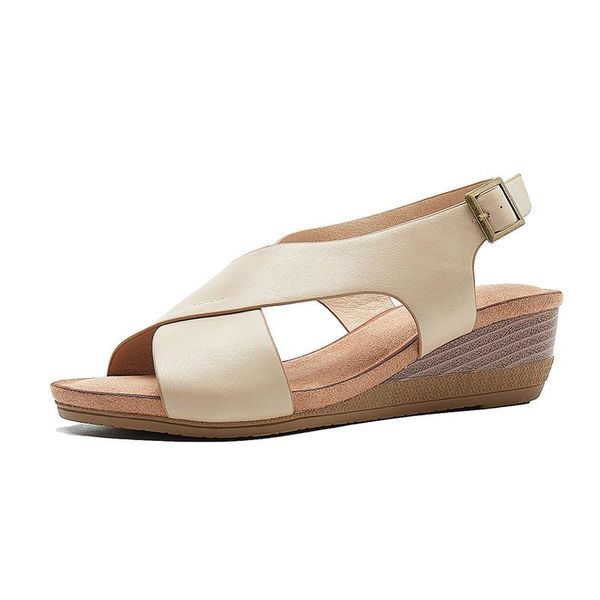 ladies shoes 2021 wedge cuffed l sandals minimalist female, Black
