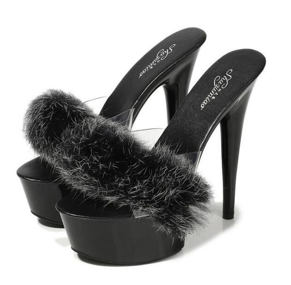 slippers women hair super high-heeled shoes slim-heeled black waterproof platform fur house
slippers women hair super high-heeled shoes slim-heeled black waterproof platform fur house
