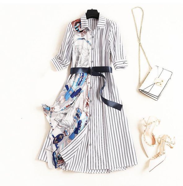 casual dresses european and american women's wear summer style five - minute sleeve lapel stripe scarf print fashion belt dress 5ehj, Black;gray
casual dresses european and american women's wear summer style five - minute sleeve lapel stripe scarf print fashion belt dress 5ehj, Black;gray