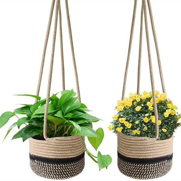 storage baskets flower planter wall hanging wicker rattam basket garden vine pot plants holder