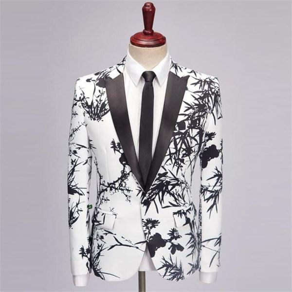 men's suits & blazers chinese style bamboo print suit jacket flower clothing master ceremonies nightclub singer performance costumes, White;black
men's suits & blazers chinese style bamboo print suit jacket flower clothing master ceremonies nightclub singer performance costumes, White;black