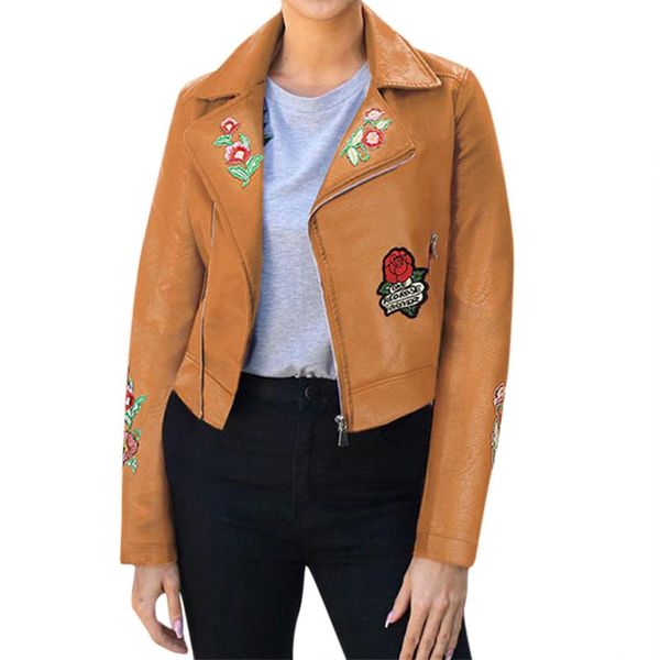 women's leather & faux jacket street embroidered short with zipper locomo motorcycle pu coat 8.19, Black
women's leather & faux jacket street embroidered short with zipper locomo motorcycle pu coat 8.19, Black