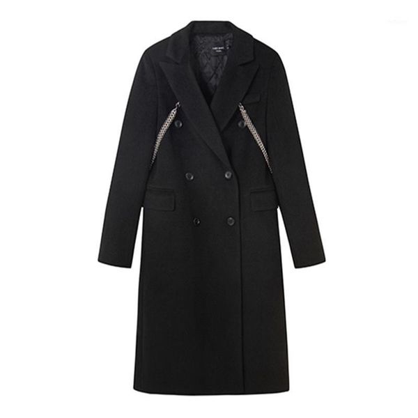 women's wool & blends vsue women vintage solid black chain blend coat long sleeve notch collar winter double-breasted pocket c0524
women's wool & blends vsue women vintage solid black chain blend coat long sleeve notch collar winter double-breasted pocket c0524