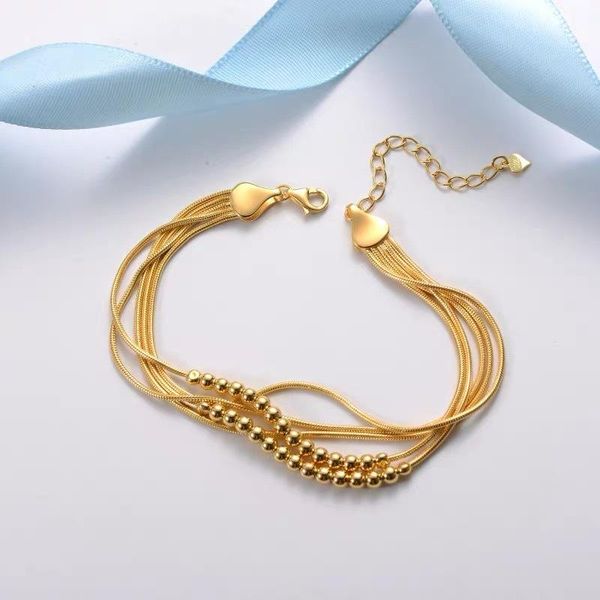 link, chain beautiful temperament jewelry yellow gold filled women 5-line bracelet, Black
link, chain beautiful temperament jewelry yellow gold filled women 5-line bracelet, Black