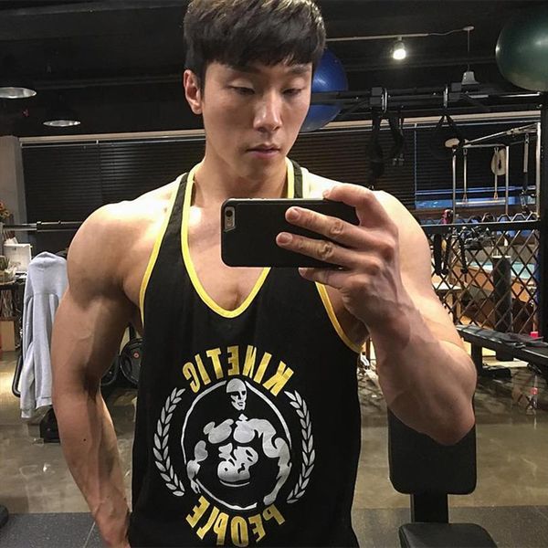gym tank sleeveless shirt men mens bodybuilding fitness workout cotton print singlet stringer male summer casual vest undershirt, White;black
gym tank sleeveless shirt men mens bodybuilding fitness workout cotton print singlet stringer male summer casual vest undershirt, White;black
