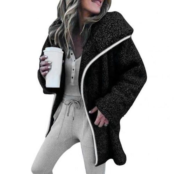 women's wool & blends teddy coat women fluffy jacket fur lamb plush thick casual solid color winter faux fleece lapel overcoat futro gi, Black
women's wool & blends teddy coat women fluffy jacket fur lamb plush thick casual solid color winter faux fleece lapel overcoat futro gi, Black