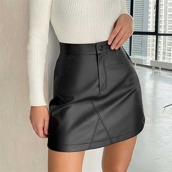 winter autumn women leather a-line short mini skirt solid black high waist club party slim bodycon for female 211214
winter autumn women leather a-line short mini skirt solid black high waist club party slim bodycon for female 211214