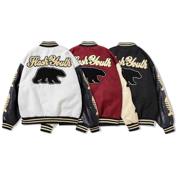men's jackets autumn and winter stitching pu leather sleeve baseball uniform men women hip hop fashion brand fishbone embroidered jacke, Black;brown
men's jackets autumn and winter stitching pu leather sleeve baseball uniform men women hip hop fashion brand fishbone embroidered jacke, Black;brown