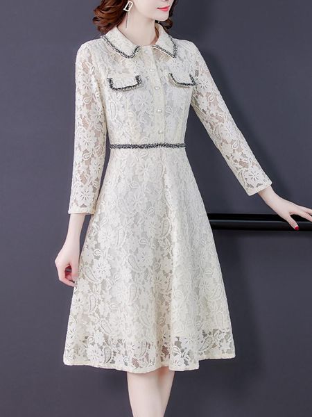 elegant office ladies ol work dress women casual pearl buttons hollow lace female slim long party midi robe dresses, Black;gray
elegant office ladies ol work dress women casual pearl buttons hollow lace female slim long party midi robe dresses, Black;gray