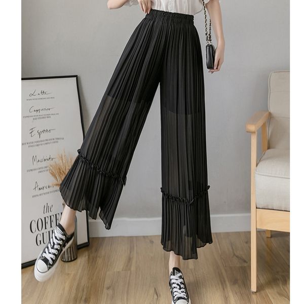 women pants pleated summer loose pendant chiffon 's high waist skirt 183f 210420, Black;white
women pants pleated summer loose pendant chiffon 's high waist skirt 183f 210420, Black;white