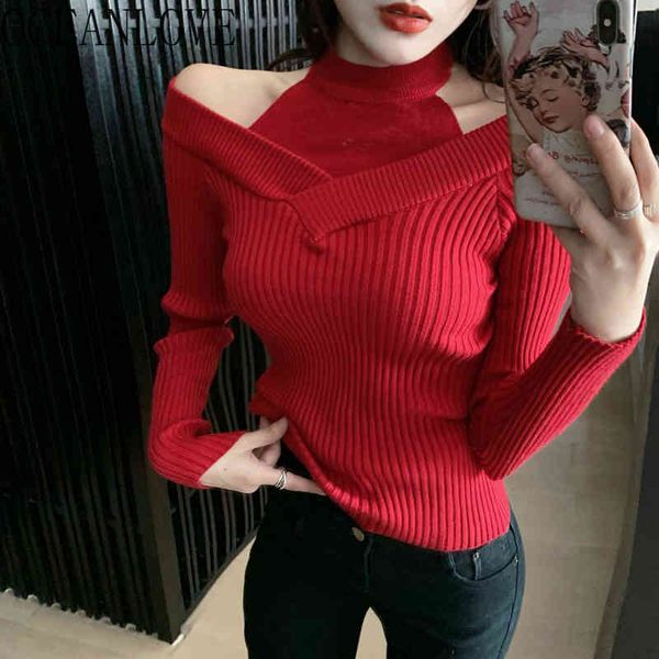 pullovers solid halter autumn winter women sweaters korean fashion slim pull femme long sleeve 17247 210415, White;black
pullovers solid halter autumn winter women sweaters korean fashion slim pull femme long sleeve 17247 210415, White;black