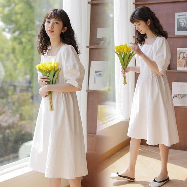 98154# maternity dress summer cotton short sleeves loose stylish a line pregnant women mom dresses, White
98154# maternity dress summer cotton short sleeves loose stylish a line pregnant women mom dresses, White