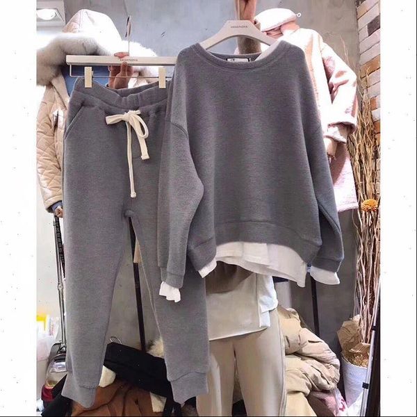 dames twee stuk nieuwe nep womens tracksuits tweedelige stiksels losse lange mouwen trui mode pak vrouwen kleding, Gray
dames twee stuk nieuwe nep womens tracksuits tweedelige stiksels losse lange mouwen trui mode pak vrouwen kleding, Gray