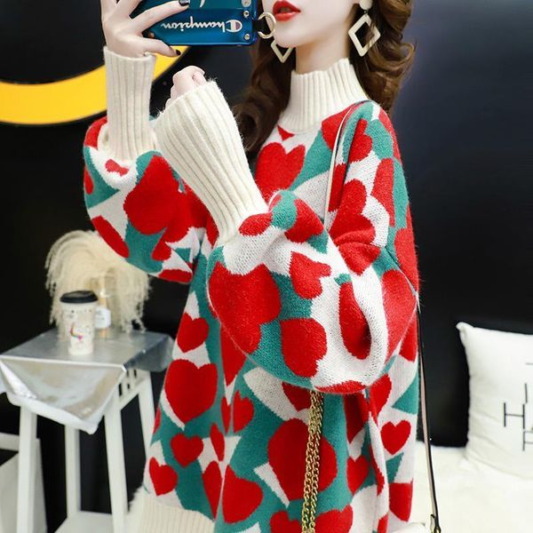 women's sweaters autumn winter pullovers o-neck heart pattern sweater long sleeve plus size loose casual female clothes hhl2, White;black
women's sweaters autumn winter pullovers o-neck heart pattern sweater long sleeve plus size loose casual female clothes hhl2, White;black
