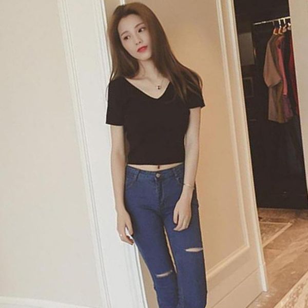women's t-shirt female fit casual v neck summer 5 solid colors ladies girl short tees party wearing slim sexy, White
women's t-shirt female fit casual v neck summer 5 solid colors ladies girl short tees party wearing slim sexy, White
