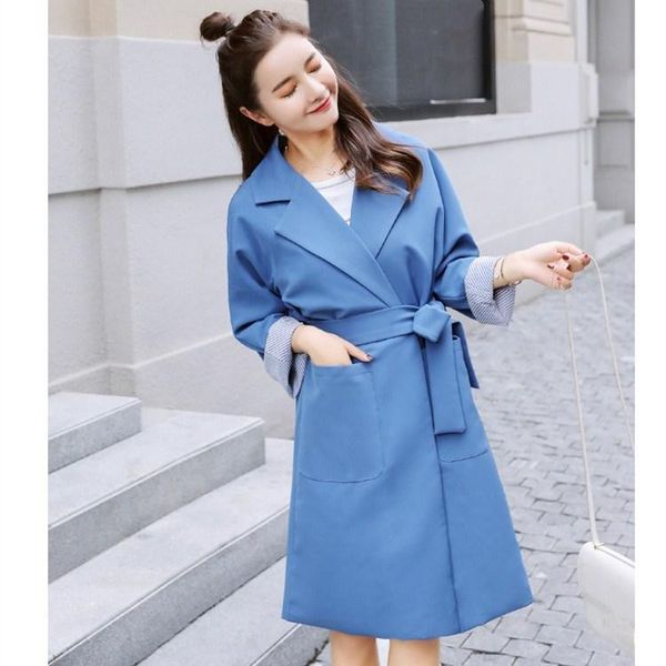 women's trench coats autumn winter casual loose belt turn-down collar long outerwear pockets sleeve blue, Tan;black
women's trench coats autumn winter casual loose belt turn-down collar long outerwear pockets sleeve blue, Tan;black