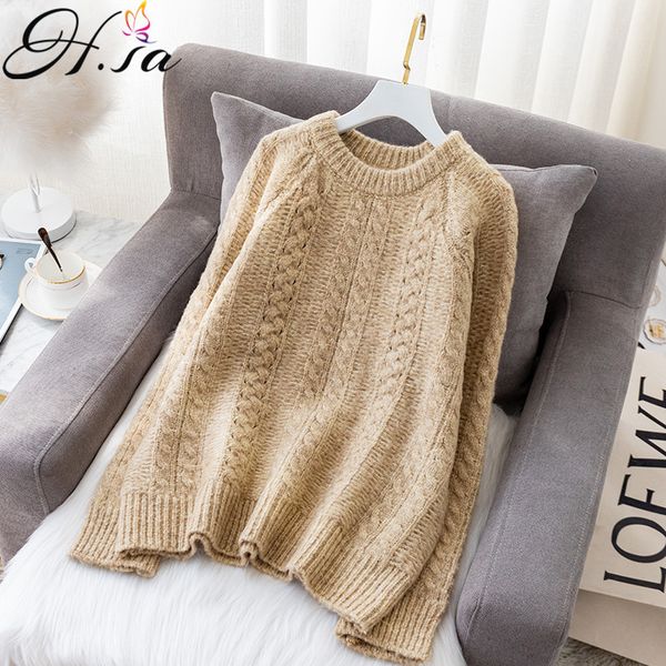 h.sa women winter pullovers oneck purple green oversized twisted knitwear japanese style sweater pull clothes 210417, White;black
h.sa women winter pullovers oneck purple green oversized twisted knitwear japanese style sweater pull clothes 210417, White;black