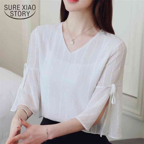 short sleeved blouses striped bow v-neck women clothing flare shirts casual chiffon 0293 40 210506, White
short sleeved blouses striped bow v-neck women clothing flare shirts casual chiffon 0293 40 210506, White
