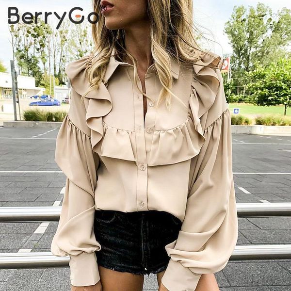 women's blouses & shirts berrygo vintage ruffled blouse shirt women elegant lantern sleeve buttons female office ladies autumn winter, White
women's blouses & shirts berrygo vintage ruffled blouse shirt women elegant lantern sleeve buttons female office ladies autumn winter, White
