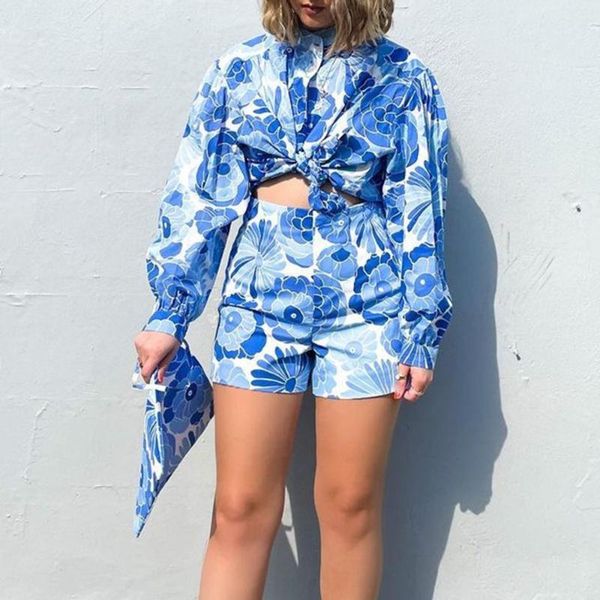 women's tracksuits xeasy 2021 bohemia loose blue floral print summer shirt women vintage long sleeve casual high waist pants shorts set, Gray
women's tracksuits xeasy 2021 bohemia loose blue floral print summer shirt women vintage long sleeve casual high waist pants shorts set, Gray