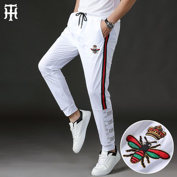 pants fashionable the white casual men's large bee embroidery ribbon stitching leggings brand thin sports, Black
pants fashionable the white casual men's large bee embroidery ribbon stitching leggings brand thin sports, Black