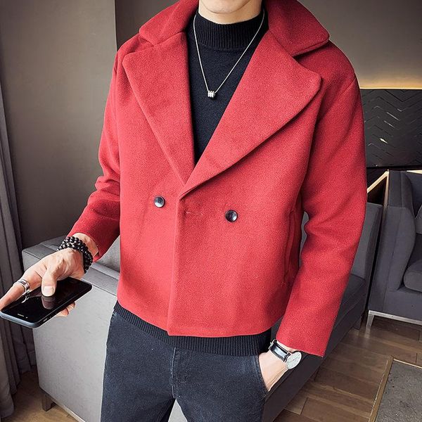 men's wool & blends autumn winter red double breasted windbreaker british short slim thickened coat mens trench, Black
men's wool & blends autumn winter red double breasted windbreaker british short slim thickened coat mens trench, Black