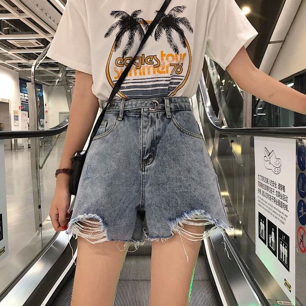 women's shorts 2021 autumn korean style ripped a- line denim loose slimming high waist straight pants wide leg, White;black
women's shorts 2021 autumn korean style ripped a- line denim loose slimming high waist straight pants wide leg, White;black