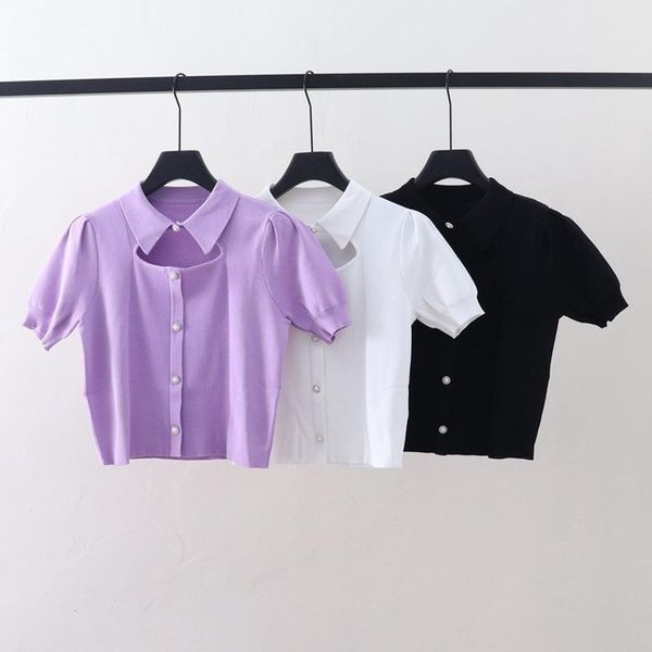 women's t-shirt fashion summer t-shirts for women front hole knit crop casual tees t shirts short sleeve buttons harajuku korean l, White
women's t-shirt fashion summer t-shirts for women front hole knit crop casual tees t shirts short sleeve buttons harajuku korean l, White