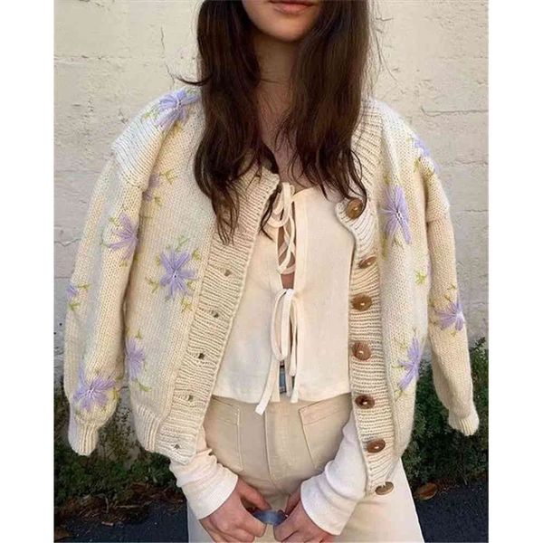 fall winter women knit cardigan floral embroidery long sleeves casual chic sweaters clothes 210420, White;black
fall winter women knit cardigan floral embroidery long sleeves casual chic sweaters clothes 210420, White;black