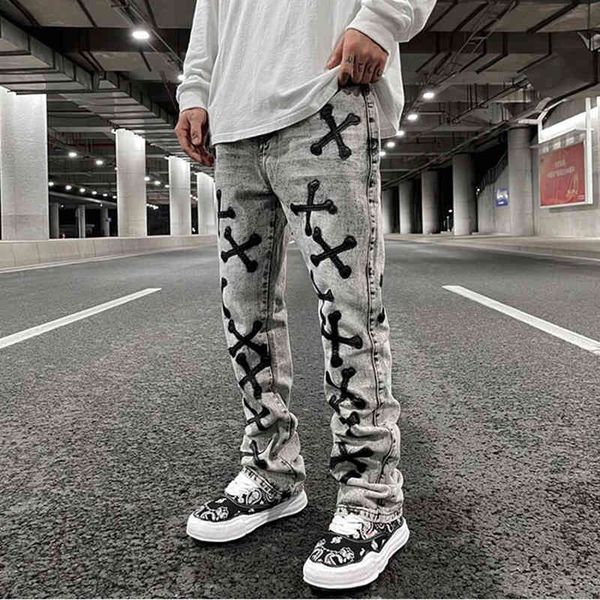men's jeans trousers with retro leather pu, washed, grey, embroidered bone, casual, masculine, straight, large size, loose pants p5a1, Blue
men's jeans trousers with retro leather pu, washed, grey, embroidered bone, casual, masculine, straight, large size, loose pants p5a1, Blue