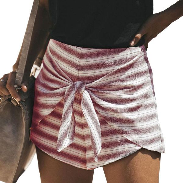 women's shorts 2021 summer fashion women casual red black striped female mid waist bow streetwear, White;black
women's shorts 2021 summer fashion women casual red black striped female mid waist bow streetwear, White;black
