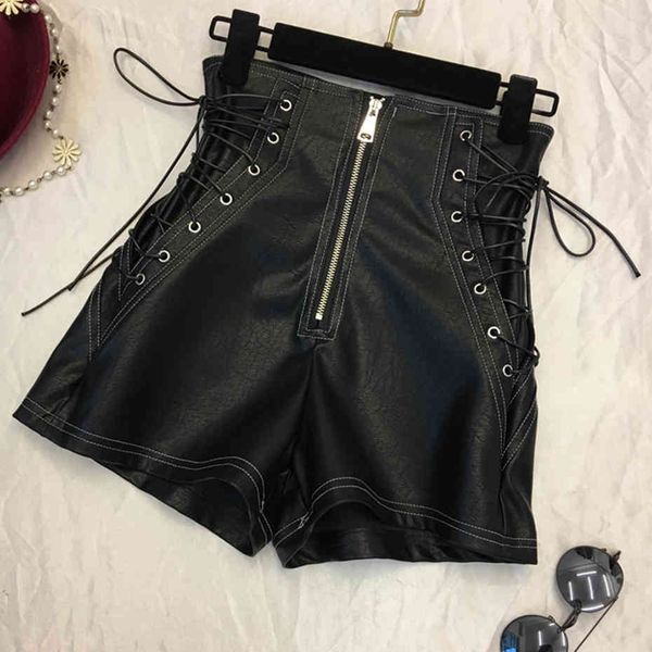 shorts bandage lace-up womens mini black hight waist shorts wide leg pu leather trouser female, White;black
shorts bandage lace-up womens mini black hight waist shorts wide leg pu leather trouser female, White;black