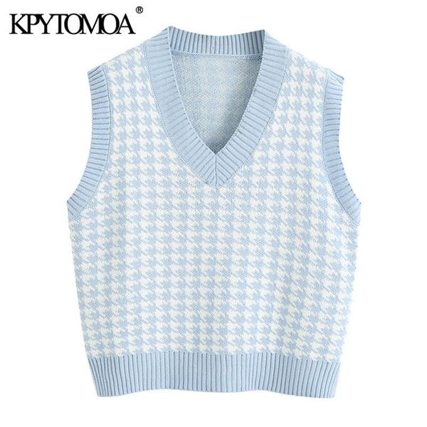 women fashion houndstooth loose knitted vest sweater v neck sleeveless side vents female waistcoat chic 210416, White;black
women fashion houndstooth loose knitted vest sweater v neck sleeveless side vents female waistcoat chic 210416, White;black