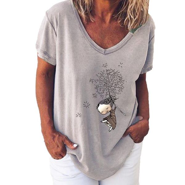 women's t-shirt plus size womens tee shirts dandelion prints t shirt women graphic casual v neck short sleeve summer, White
women's t-shirt plus size womens tee shirts dandelion prints t shirt women graphic casual v neck short sleeve summer, White