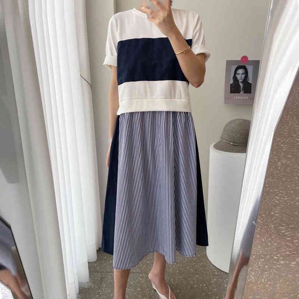 fashion casual elegant romantic summer wild o-neck contrast stripe stitching design loose short-sleeved dress 16f1118 210510, Black;gray
fashion casual elegant romantic summer wild o-neck contrast stripe stitching design loose short-sleeved dress 16f1118 210510, Black;gray