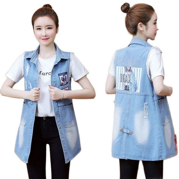 women's vests 2021 spring autumn sleeveless female cowboy vest mid-length fashion printing loose large size coat, Black;white
women's vests 2021 spring autumn sleeveless female cowboy vest mid-length fashion printing loose large size coat, Black;white