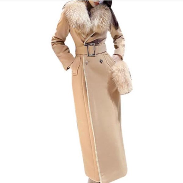 women's wool & blends arrival fur collar woolen coat women double breasted stitching slim x-long overcoat plus size, Black
women's wool & blends arrival fur collar woolen coat women double breasted stitching slim x-long overcoat plus size, Black