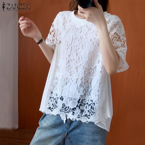 women's blouses & shirts vintage women blouse zanzea 2021 summer lace patchwork hollow out casual lady solid shorts sleeve blusa loose, White
women's blouses & shirts vintage women blouse zanzea 2021 summer lace patchwork hollow out casual lady solid shorts sleeve blusa loose, White