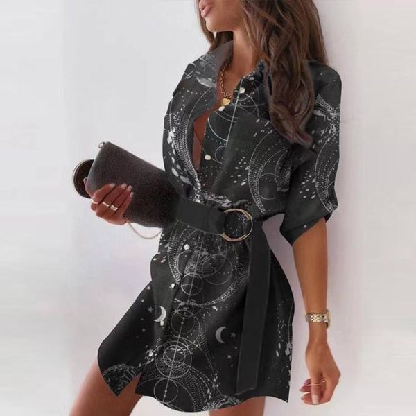 casual dresses pure color lapel long-sleeved single-breasted dress summer simple style women's printed shirt, Black;gray
casual dresses pure color lapel long-sleeved single-breasted dress summer simple style women's printed shirt, Black;gray