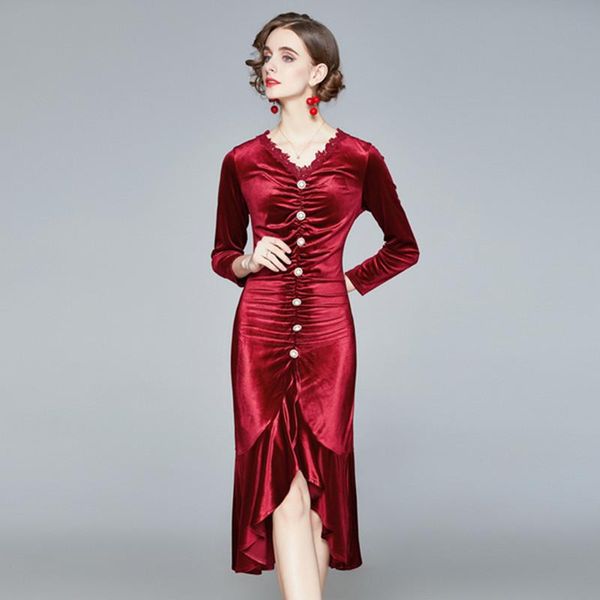casual dresses 2021 women vintage french red velvet party dress elegant v-neck long midi bodycon mermaid robe femme, Black;gray
casual dresses 2021 women vintage french red velvet party dress elegant v-neck long midi bodycon mermaid robe femme, Black;gray