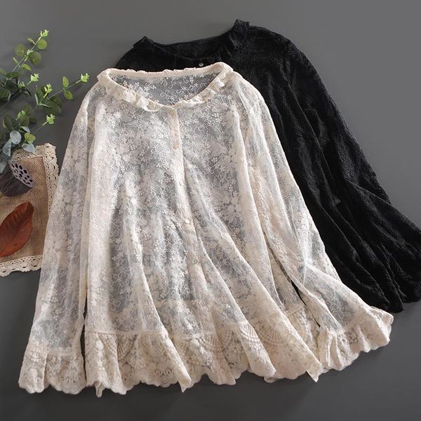 women's blouses & shirts japanese lolita lace embroidered shirt autumn flared sleeves blouse mori girl ft133, White
women's blouses & shirts japanese lolita lace embroidered shirt autumn flared sleeves blouse mori girl ft133, White