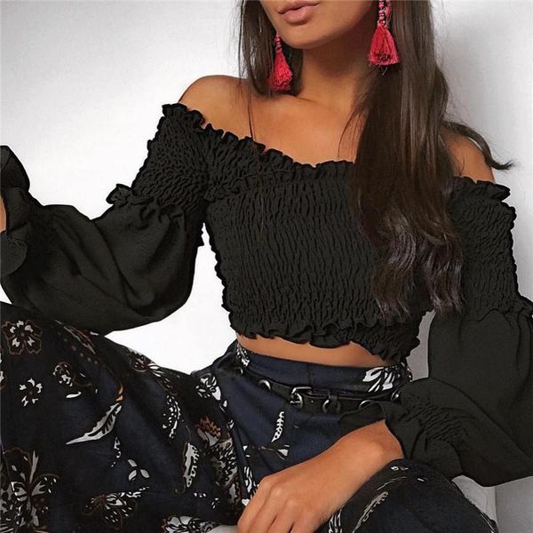 women's blouses & shirts autumn off shoulder long sleeve wrap blouse open female crop cross strapless shirt ruffle slash neck t1730395, White
women's blouses & shirts autumn off shoulder long sleeve wrap blouse open female crop cross strapless shirt ruffle slash neck t1730395, White