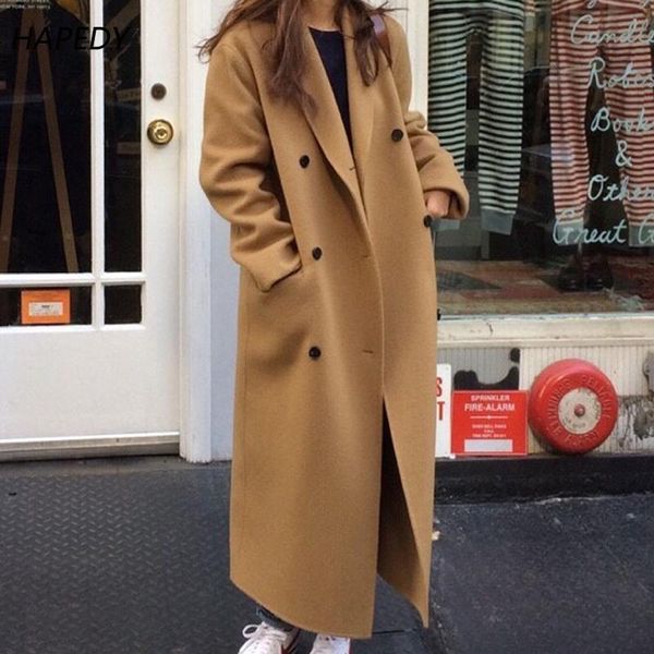 women's wool & blends double breasted long coat korea women 2021 autumn winter ladies sleeve notched collar overcoat parka jacket vinta, Black
women's wool & blends double breasted long coat korea women 2021 autumn winter ladies sleeve notched collar overcoat parka jacket vinta, Black