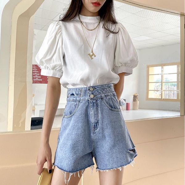 women's jeans light blue denim shorts woman loose high waist ripped hold short feminino plus size korean summer 2021
women's jeans light blue denim shorts woman loose high waist ripped hold short feminino plus size korean summer 2021