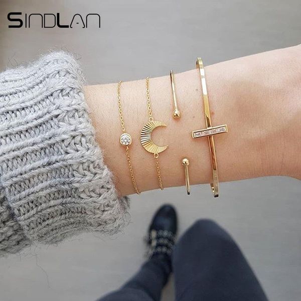 charm bracelets sindlan 4pcs gold crystal moon geometric bangles set vintage lady girls open mouth wrist chain for women, Golden;silver
charm bracelets sindlan 4pcs gold crystal moon geometric bangles set vintage lady girls open mouth wrist chain for women, Golden;silver