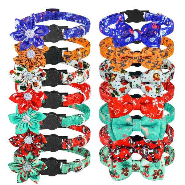 dog collars & leashes christmas cat collar halloween ghost supplies snowflake kitten nylon trick or treat