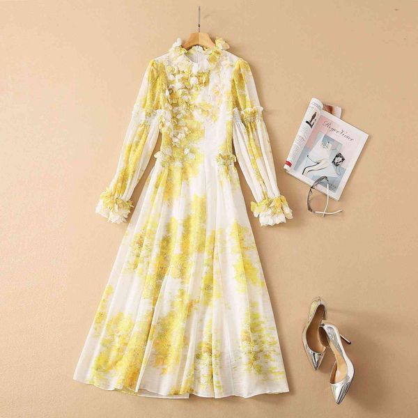 casual dresses european and american women's clothing spring long sleeve petals stand collar yellow printed fashion dress kw55, Black;gray
casual dresses european and american women's clothing spring long sleeve petals stand collar yellow printed fashion dress kw55, Black;gray