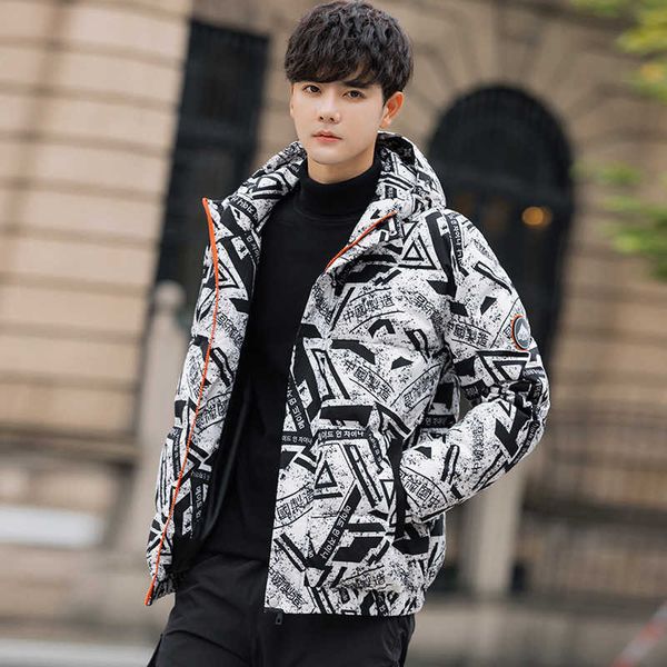 men's down cotton et high short 2021 winter trend thickened hooded handsome fashion wear, Black
men's down cotton et high short 2021 winter trend thickened hooded handsome fashion wear, Black