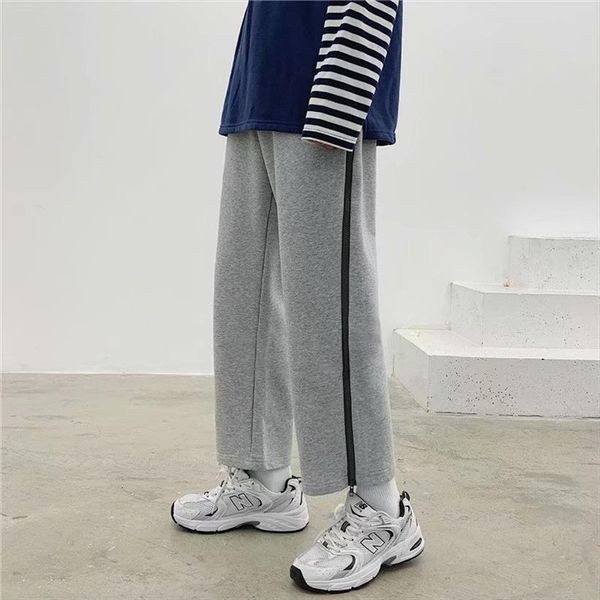 spring and autumn gray sports women pants loose trend handsome casual sweatpants straight pendant wide leg split cropped, Black
spring and autumn gray sports women pants loose trend handsome casual sweatpants straight pendant wide leg split cropped, Black